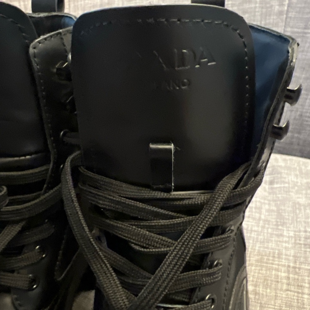 Prada Sleek Black Lace-Up Boots - Picture 4 of 16